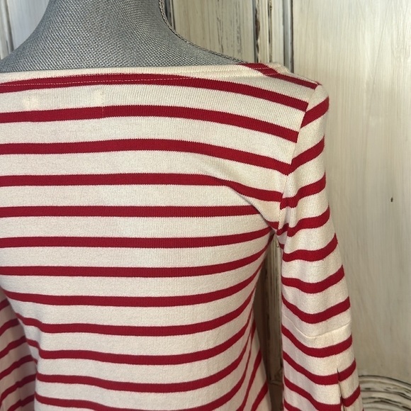 Madewell x Armor Lux Made in France Red and Cream Long Bell Sleeves Top - Picture 11 of 12